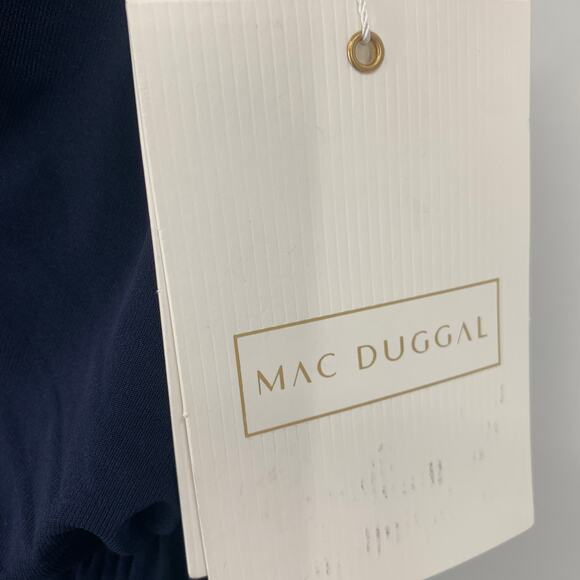 MAC DUGGAL Dress Size 10 Evening Gown Navy NEW Ruffled One Shoulder Draped - Picture 3 of 6